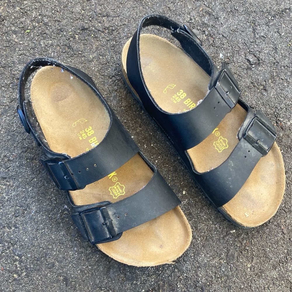 Birkenstock Birkis slingback sandals black buckle